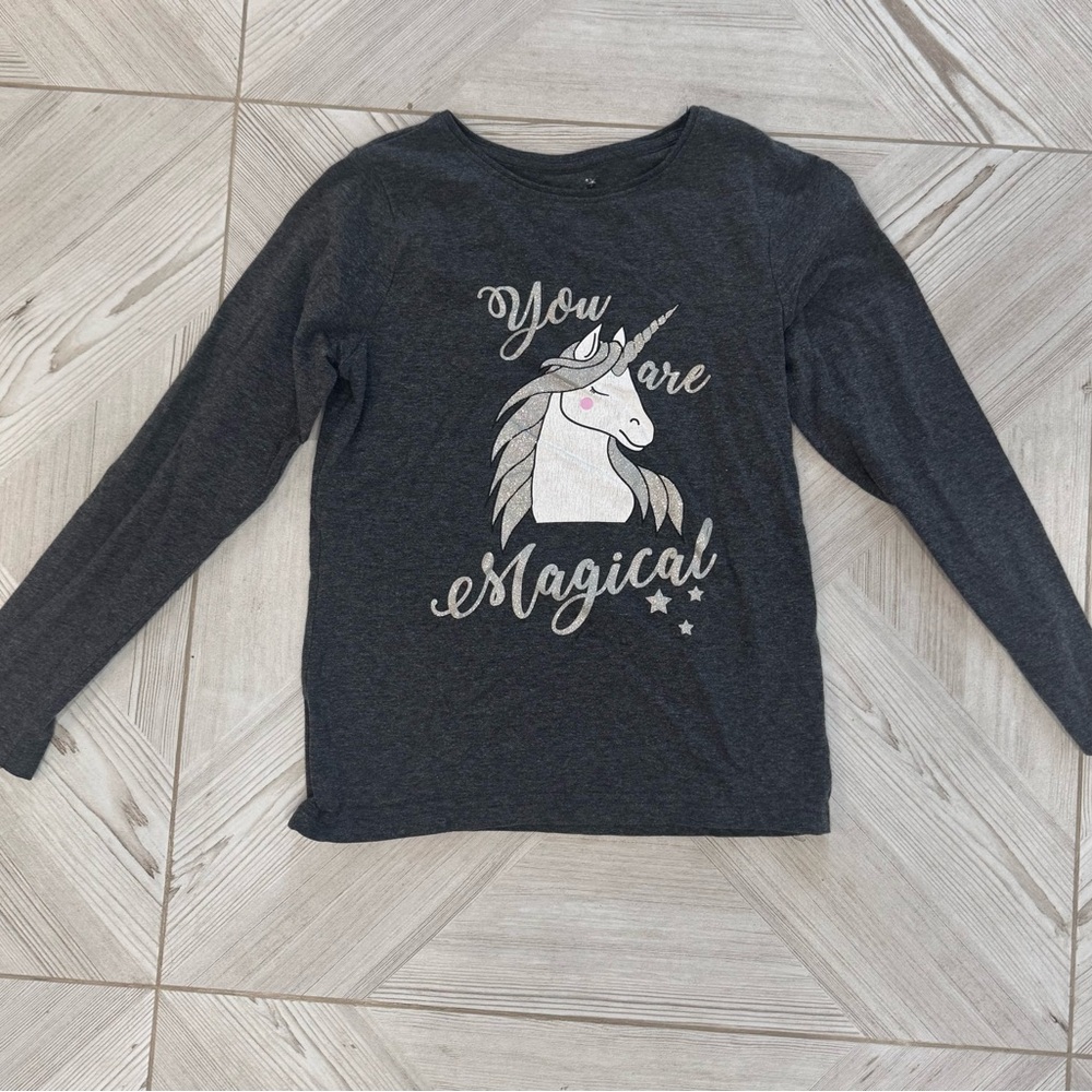 Primark Dark Gray Unicorn Long Sleeve Tee